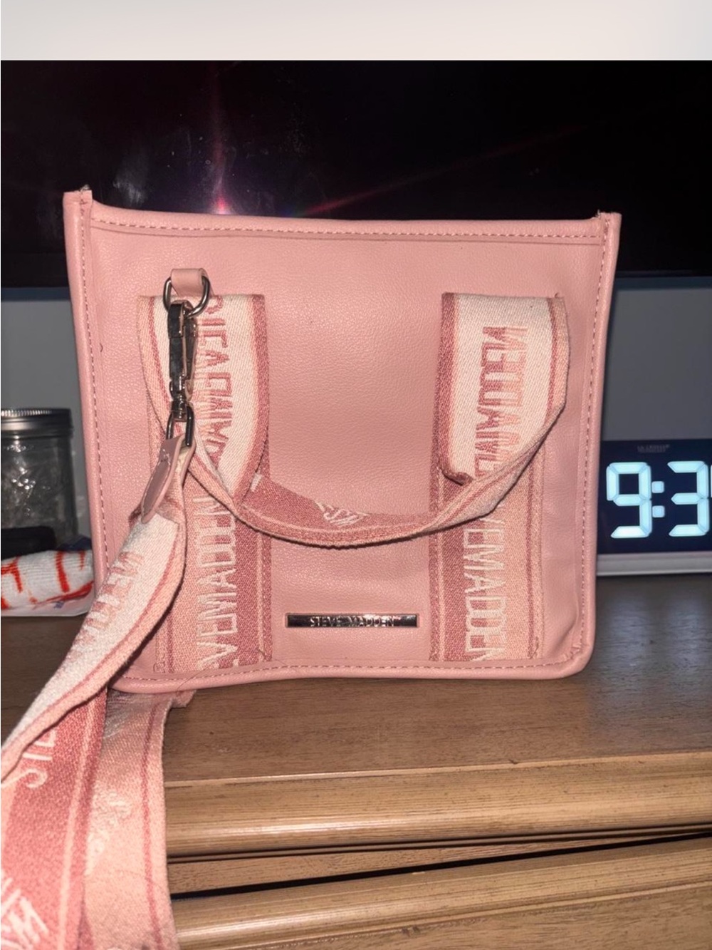 Steve Madden Blush Pink Crossbody Bag with Branded Webbing